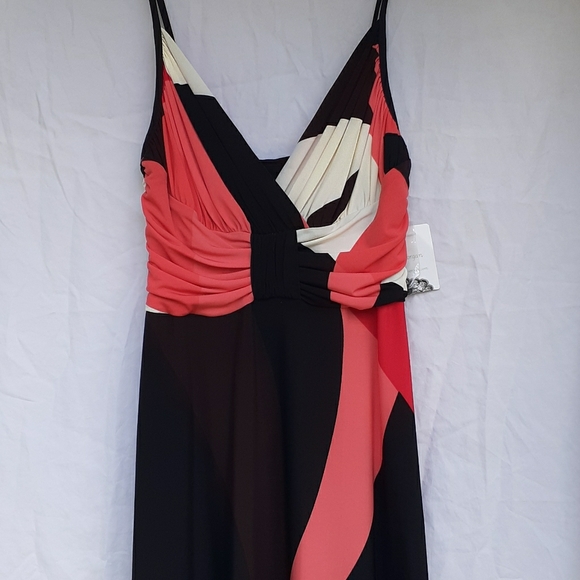 black and coral dress
